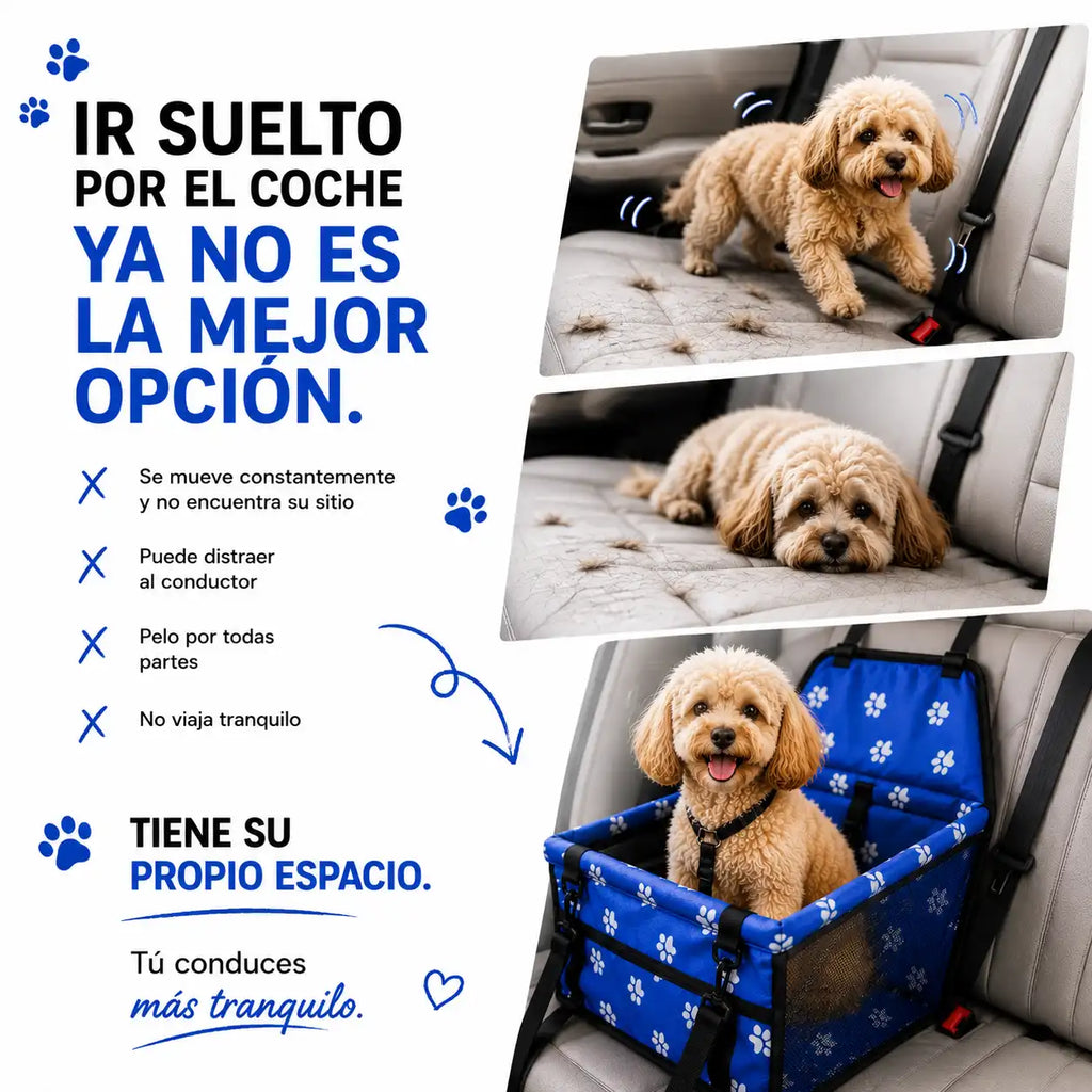 Asiento de Coche Impermeable y Seguro para Mascotas.