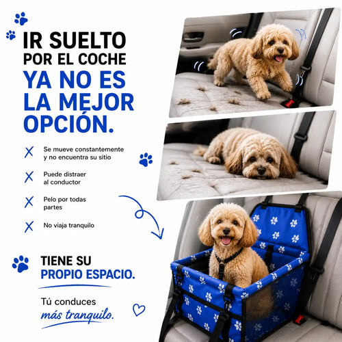 Asiento de Coche Impermeable y Seguro para Mascotas.