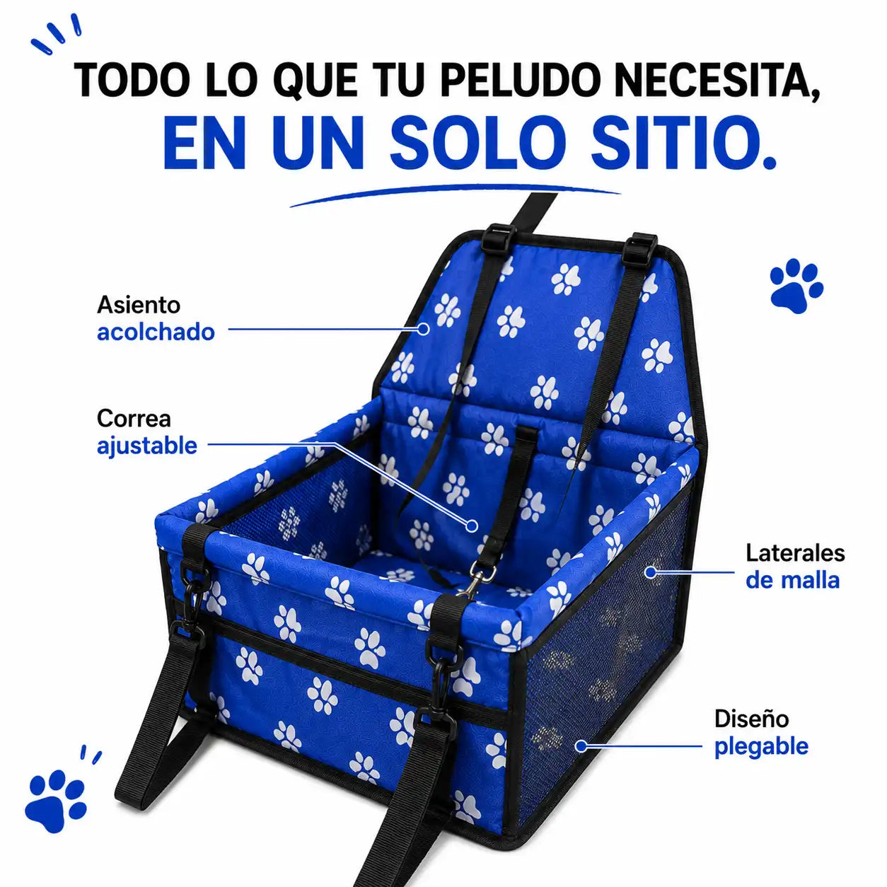 Asiento de Coche Impermeable y Seguro para Mascotas.