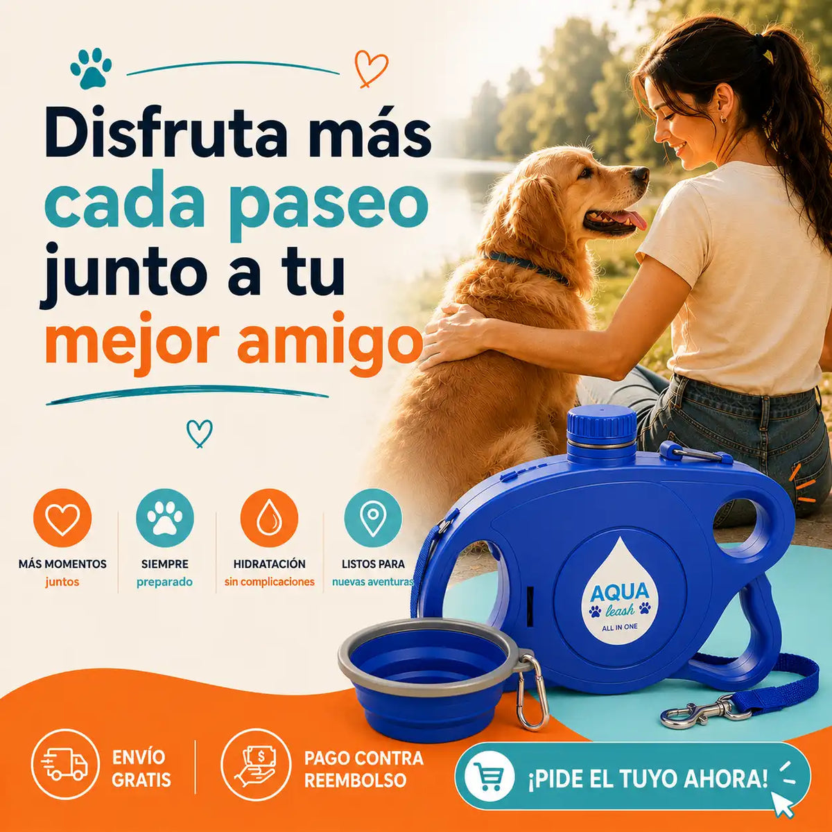 Correa Retráctil Multifunción 5- en -1 para Perros.