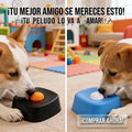 Cuenco lamedor interactivo para perros y gatos de Mimos y Pelos mostrando su fácil limpieza bajo el agua corriente y material seguro apto para lavavajillas.