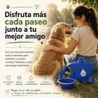 "Correa para perros con cuenco de agua plegable incorporado, el accesorio esencial para mantener a tu mascota hidratada y cómoda en todas sus aventuras al aire libre."