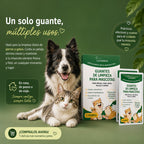 "Guantes de limpieza para mascotas, ideales para usar en casa, de paseo o de viaje, eliminando olores y manteniendo a perros y gatos frescos y felices."