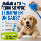 Cepillo de ducha con manguera para perros de Mimos y Pelos para evitar el caos durante el baño.